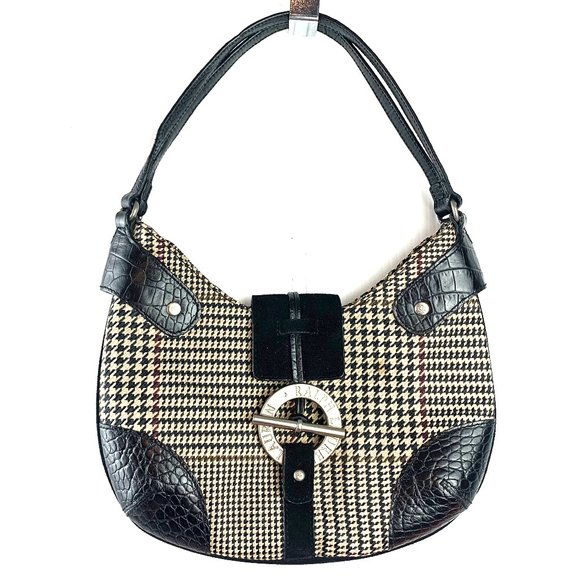 Lauren Ralph Lauren Handbags - VTG. LAUREN RALPH LAUREN Houndstooth Embossed Leather Small Bag